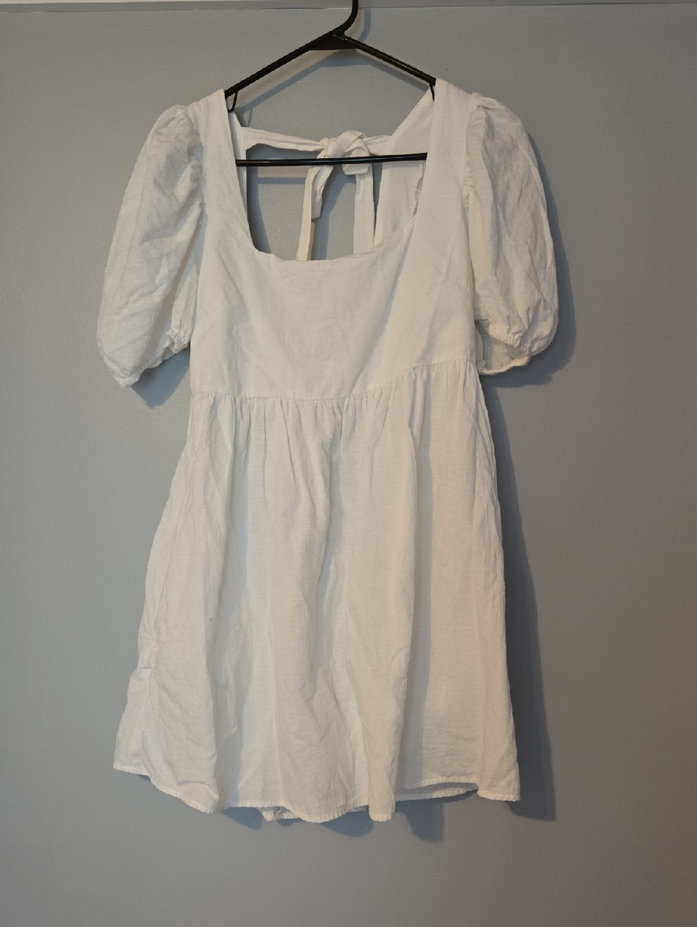 Altar'd State White Puff Sleeve Square Neck Dress